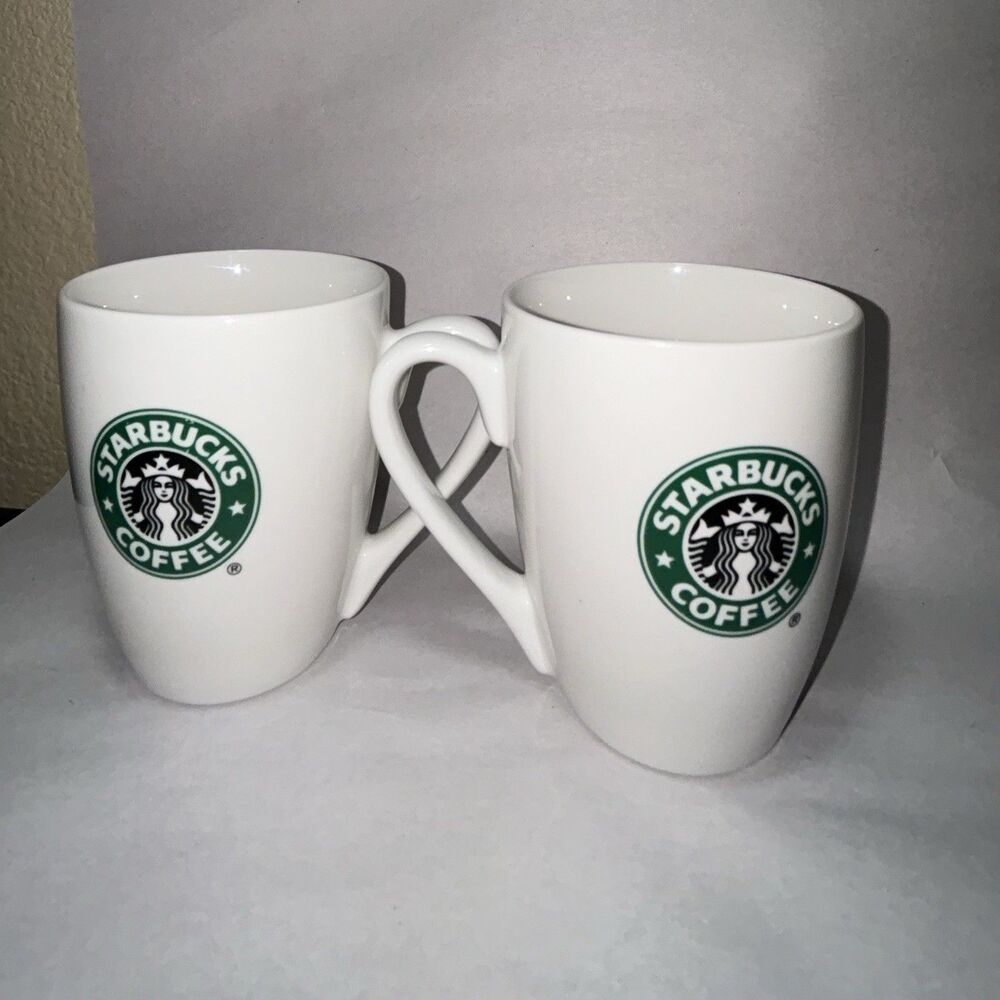 2007 Starbucks Coffee White Mug Cup Green Siren Mermaid Retired Logo 10.2 oz LOT